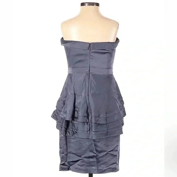 BCBGMAXAZRIA | Aurelia Strapless Tiered Satin Dres Dewberry Size 4 Small S - Picture 3 of 3